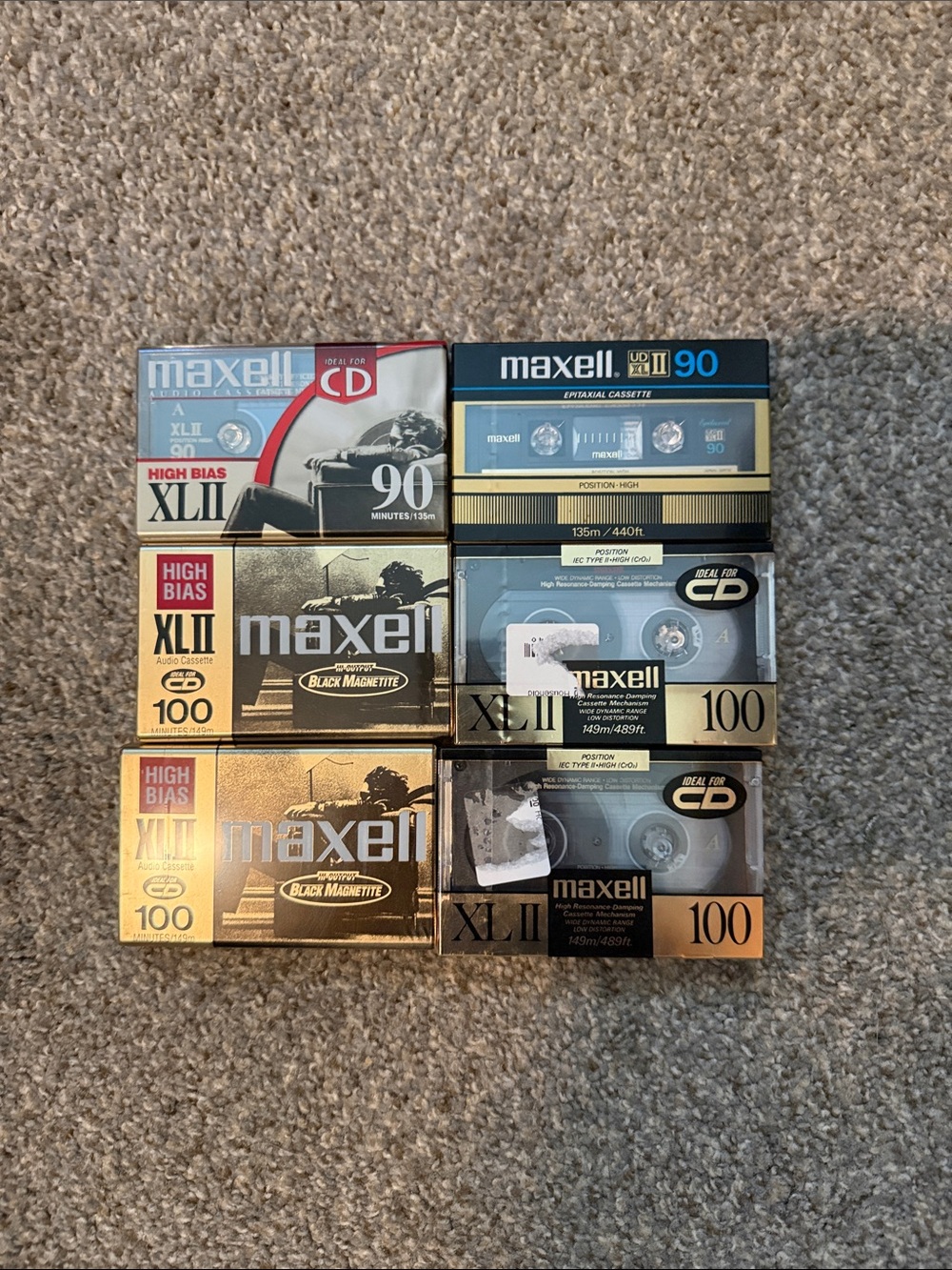 Maxell Vintage Audio Cassette Tapes - Gold and Black (Pack)